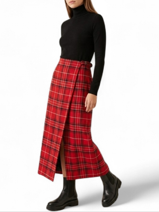 Liz Claiborne Dresses & Skirts - Liz Claiborne Crazy Horse Vintage Tartan Red Black Plaid Maxi Skirt